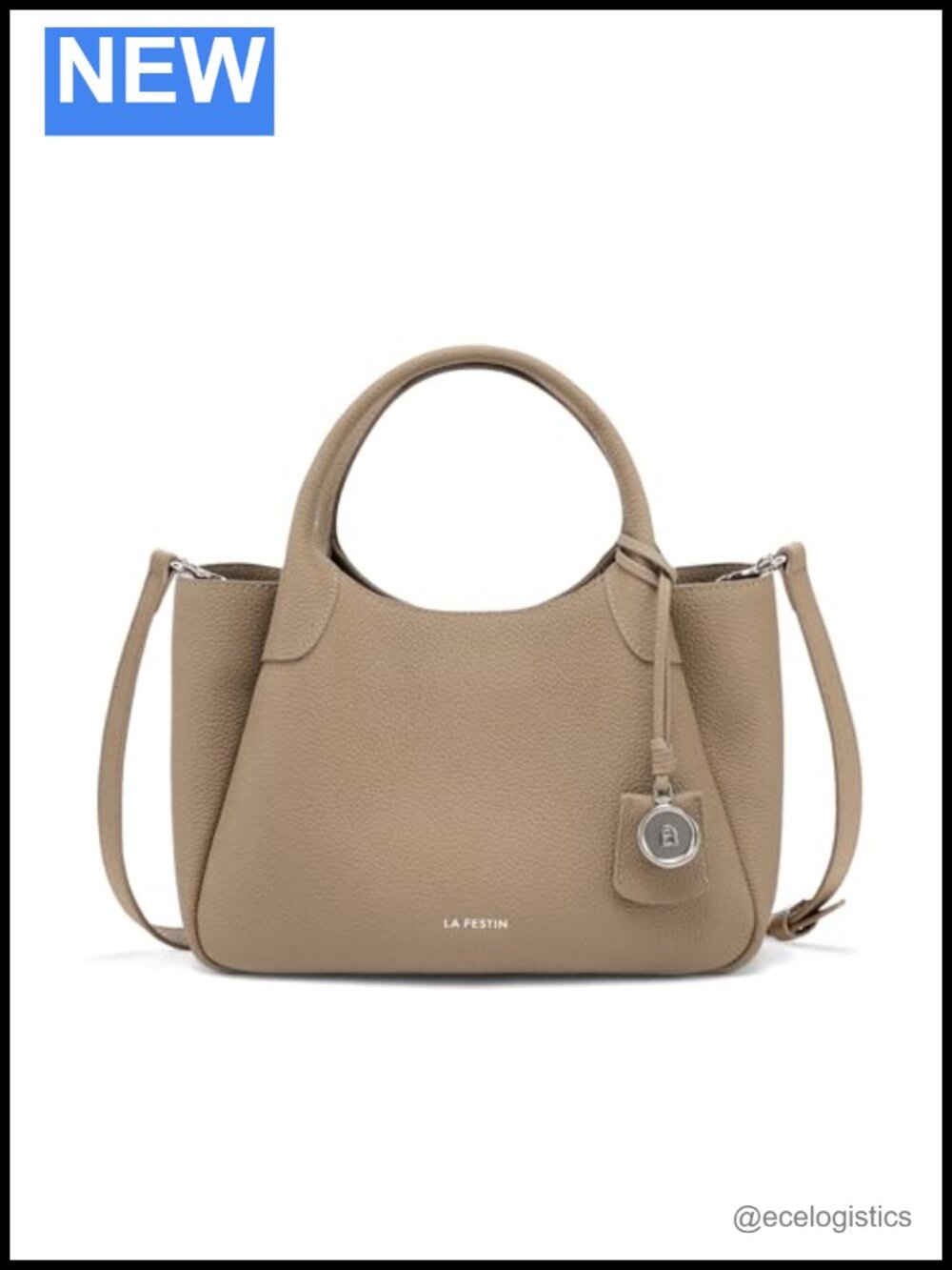 Genuine Leather Top Handle Shoulder Bag with Adjustable Strap